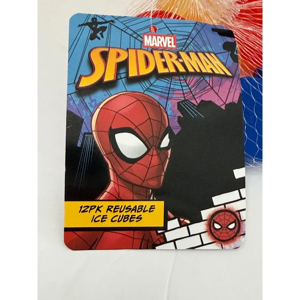 Marvel Spider-Man Silicone Ice Cube Tray and 12pk Reusable Ice Cubes Red New